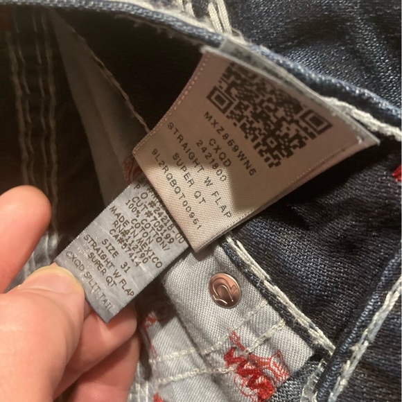 Rare! Straight Super QT in “SPLIT TAIL” wash True Religion size 31x34 unaltered - Picture 5 of 6